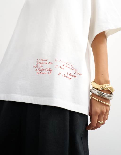 Topshop t-shirt oversize grafica 'Nomad' bianca, 4 di 4