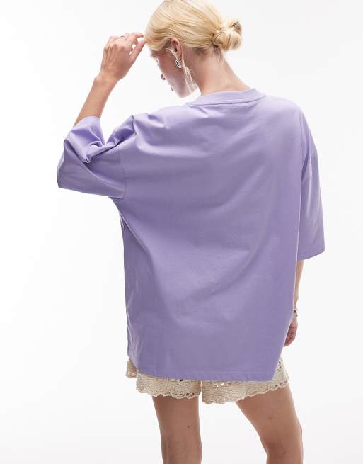 Topshop - T-shirt oversize lilla in jersey con grafica "Copa Cabana", 4 di 4