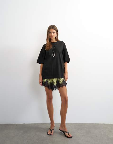 Topshop - T-shirt oversize nera con spalle scese - view 1
