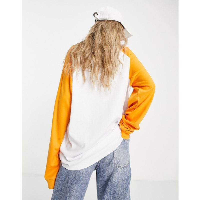 jAIuW Donna Topshop - T-shirt oversize stile baseball a maniche lunghe arancione
