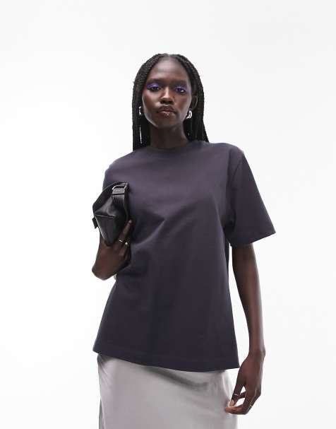 Topshop - T-shirt premium basic a maniche corte color ardesia - view 1