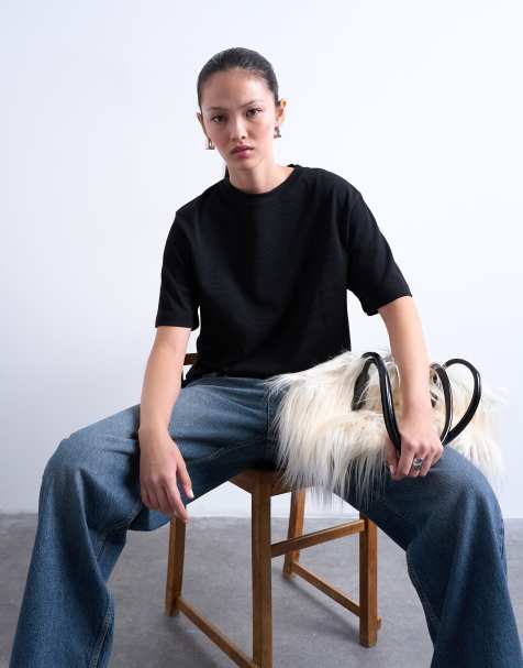 Topshop - T-shirt premium basic a maniche corte nera - view 1