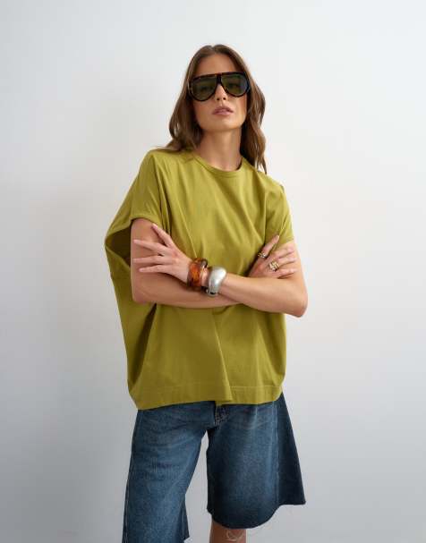 Topshop - T-shirt sans manches oversize - Olive - view 1