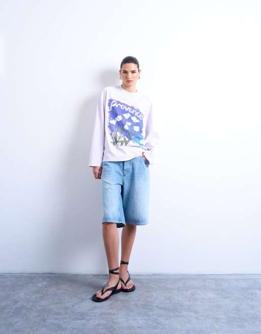 Topshop - T-shirt skater lilla con grafica Provence, 3 di 4