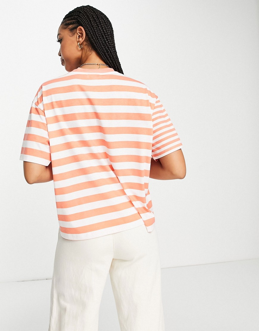 T-shirt squadrata arancione a righe miste monocromatiche-Multicolore - Topshop T-shirt donna  - immagine1