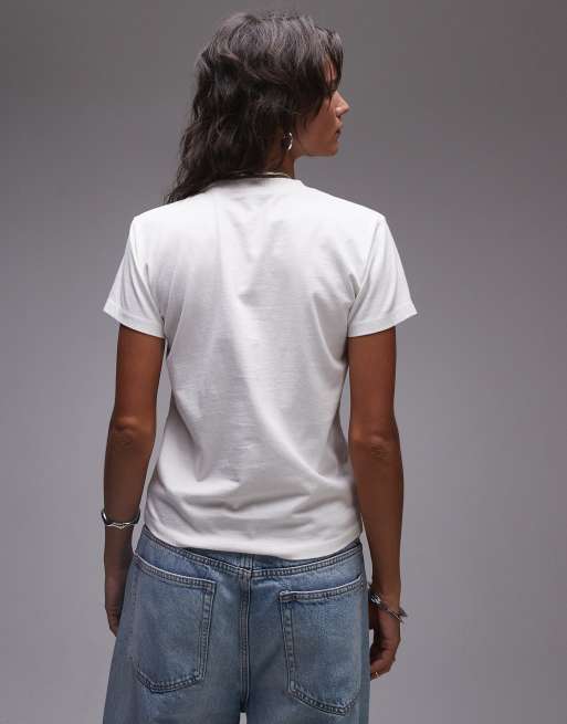 Topshop - T-shirt squadrata bianca con grafica "Hotel Papillon" , 2 di 4