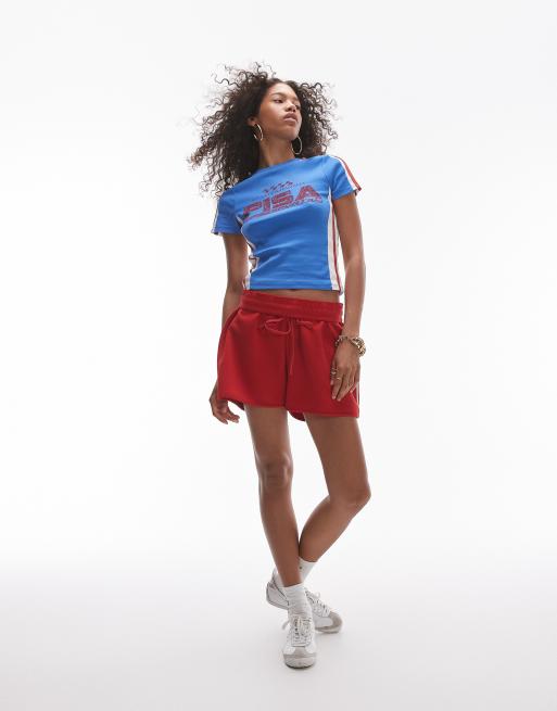 Topshop - T-shirt squadrata blu con grafica "Pisa", 2 di 4