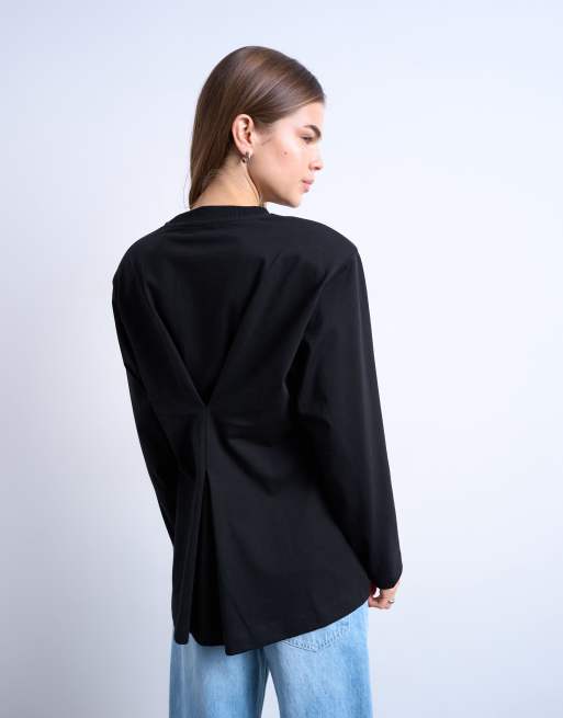 Topshop - T-shirt style skateur à taille cintrée - Noir, 4 de 4