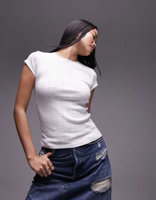 T shirt bianca con pizzo hot sale