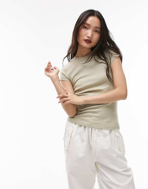 Topshop - T-shirt taglio lungo per tutti i giorni grigio nebbia