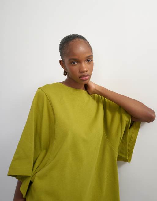 Topshop - T-shirt verde con maniche ad ali di pipistrello, 4 di 4