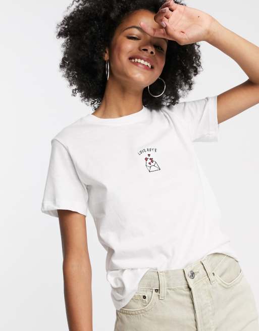 Topshop t-shirt with love note motif in white | ASOS