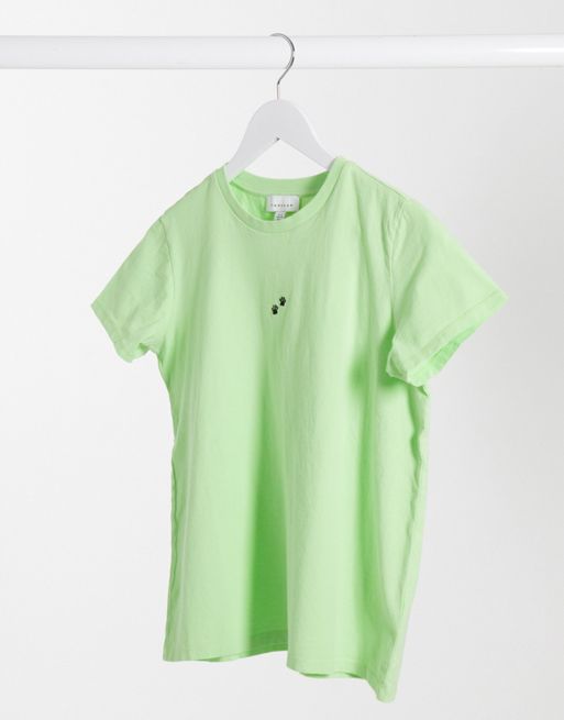Topshop T Shirt With Paw Print Motif In Pale Green Asos