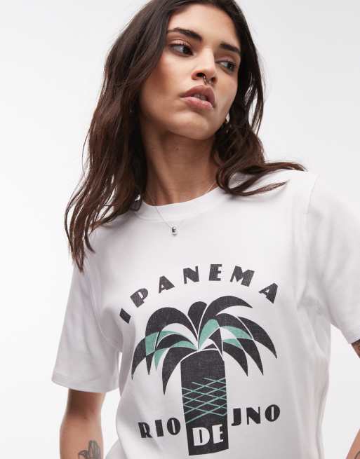 Topshop – T-shirt z grafiką i napisem „Ipanema
