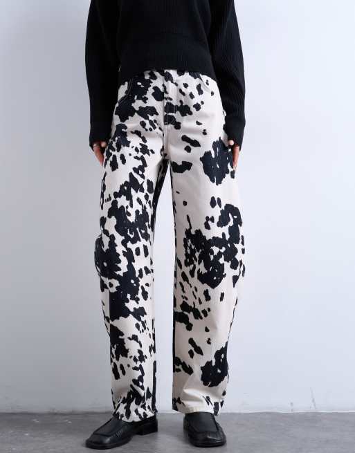 Topshop tab waist balloon pants in cow print, 2 of 5