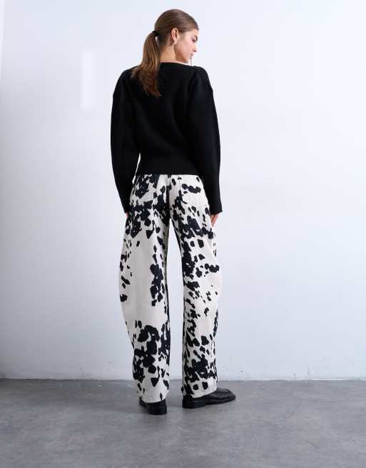 Topshop tab waist balloon pants in cow print, 5 of 5
