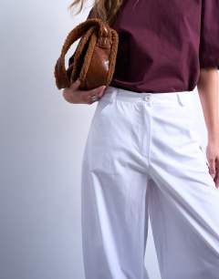 Model wearing Tab waist balloon trouser in white