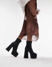 Topshop Bobbie platform heeled sock boot in black ASOS