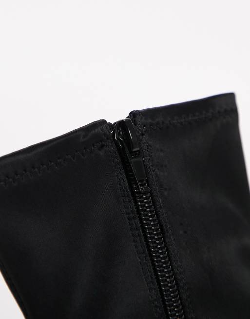 Topshop - Tabby - Stivaletti neri in raso con plateau alto, 3 di 4