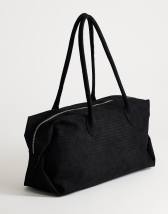 Topshop Tabby suedette weekend bag in black weave