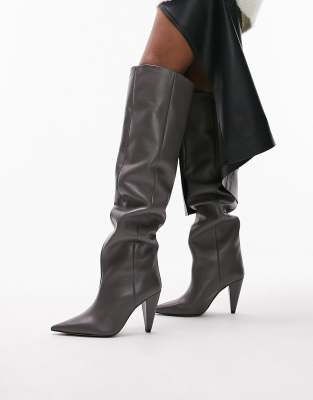 Cone heel hot sale black boots