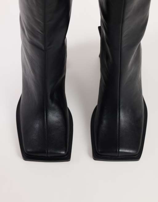 Topshop Tabitha stivale al ginocchio con tacco e rand esteso nero, 2 di 5