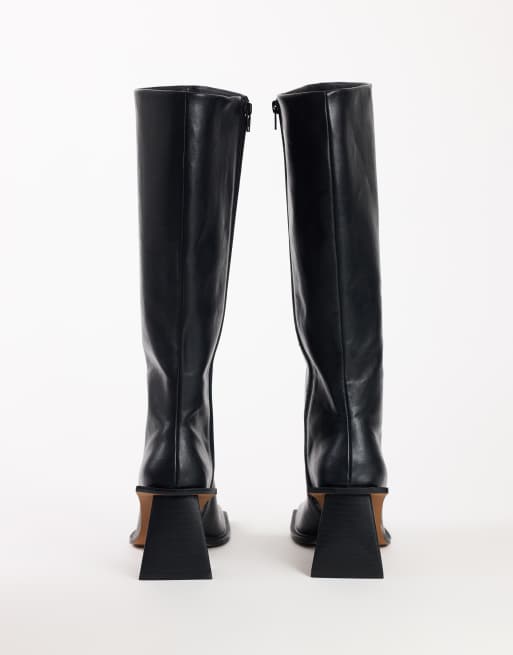 Topshop Tabitha stivale al ginocchio con tacco e rand esteso nero, 5 di 5