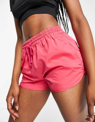 Topshop Topshop taffeta runner short in pink