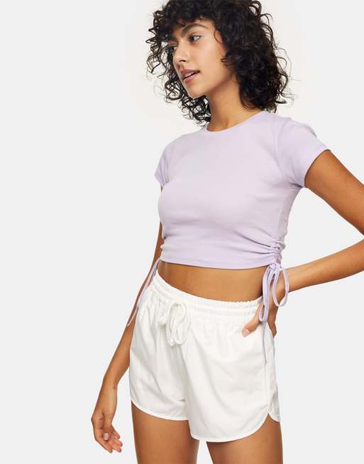 Topshop taffeta runner shorts in white | ASOS