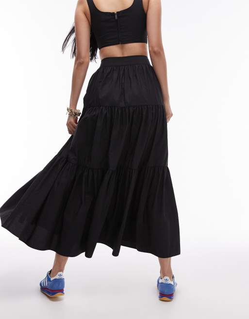 Tiered taffeta maxi skirt new arrivals