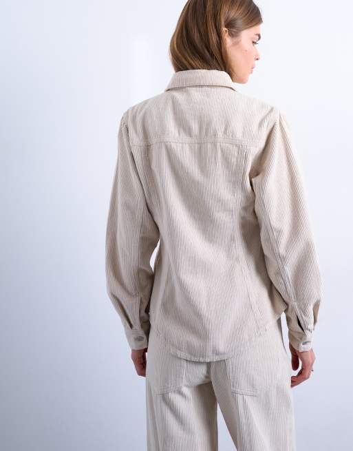 Topshop – Tailliertes Cord-Hemd in Perlweiß, 4 von 4