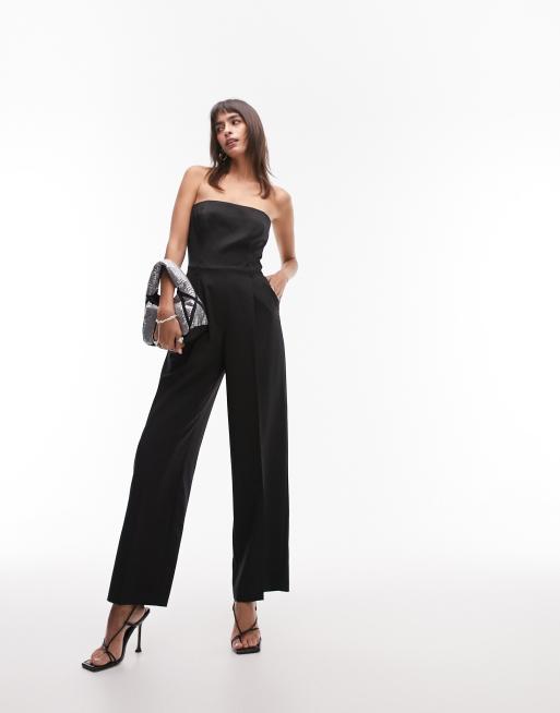 Topshop tailored bandeau jumpsuit in black | ASOS