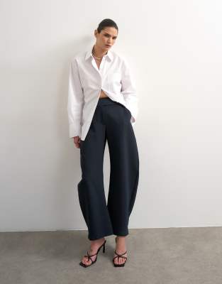 Topshop Tailored Barrel Leg Pants In Blue