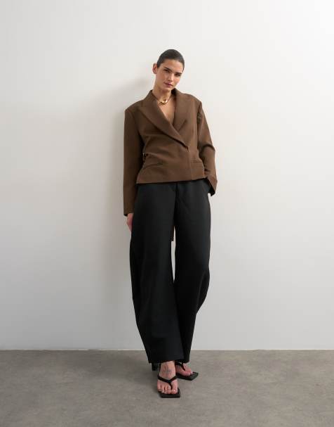 Topshop tailored barrel trouser in black - view 1