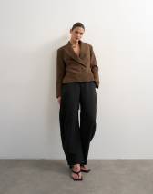 Topshop tailored barrel trouser in black