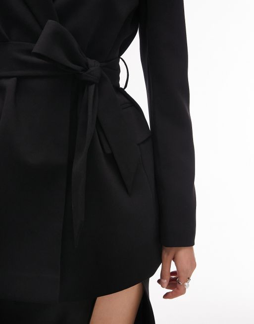 Topshop Tailored belted blazer dress in black