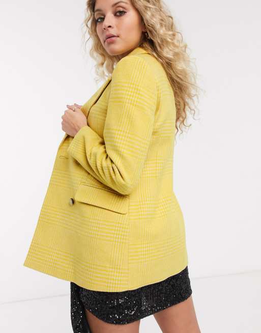 Yellow check blazer and on sale skirt