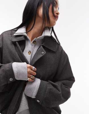 Topshop Tailored Bomber Style Jacket In Gray