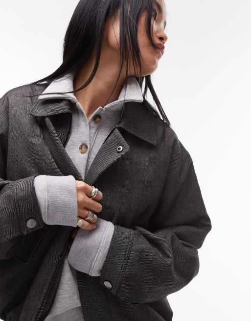 Topshop tailored bomber style jacket in charcoal - part of a set, 2 of 4