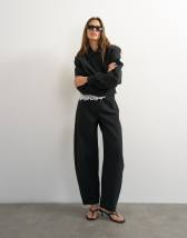 Topshop tailored bubble barrel leg trouser in black