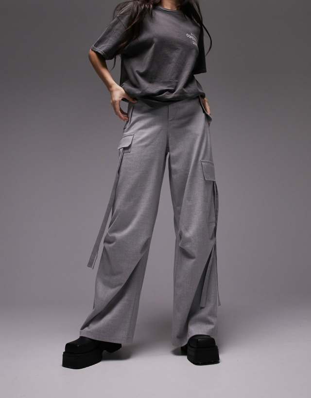 Topshop Tailored cargo pants in heather gray