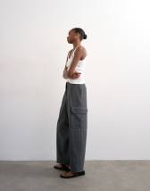 Topshop tailored cargo trouser in charcoal