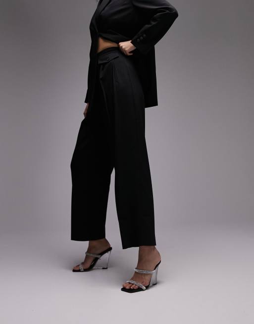 Black peg top leg trousers