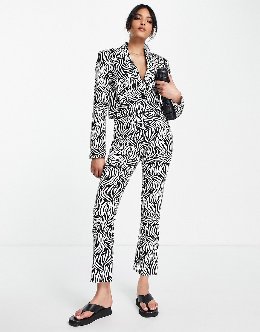Topshop Tailored co ord stretchy trouser in zebra print-Multi