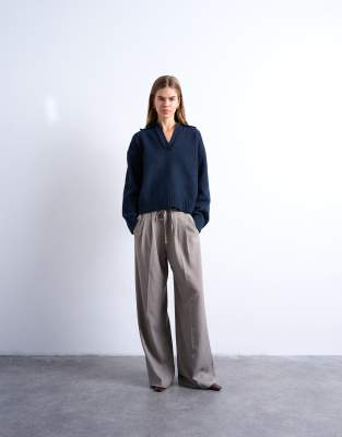 Topshop Topshop tailored drawstring waist jogger in neutral