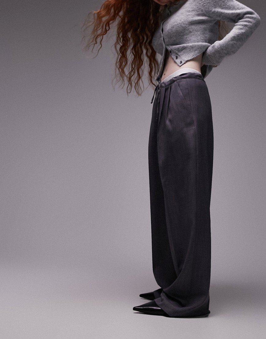 Topshop Tailored Drawstring Waist Sweatpants In Gray