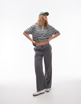 Широкие спортивные брюки на шнурке Topshop темно-серого цвета