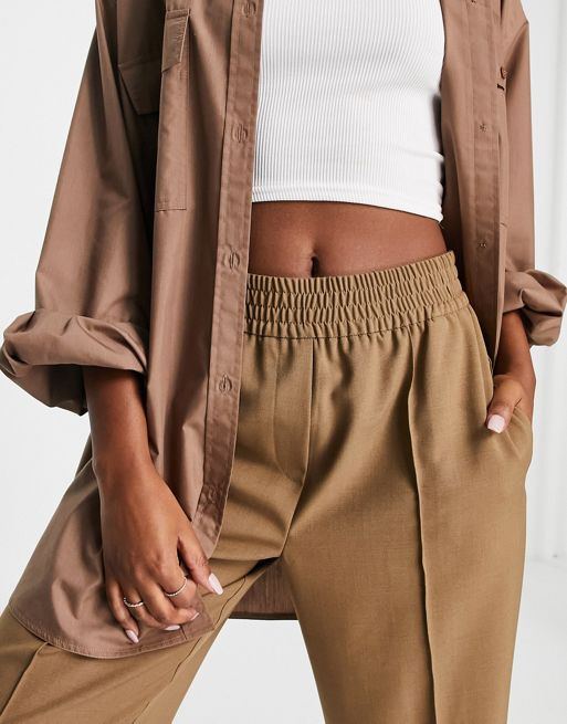 Topshop tailored elasticated waist jogger in camel
