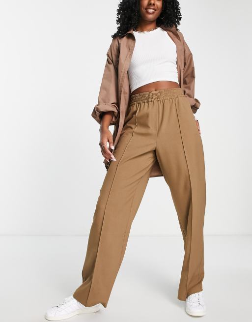 Topshop tailored elasticated waist jogger in camel