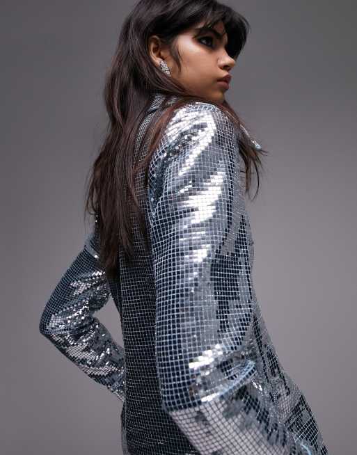 Topshop discount silver blazer